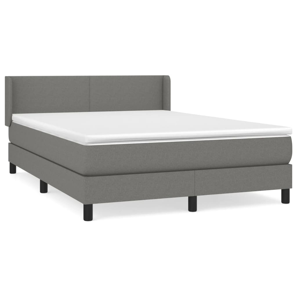 vidaXL Cama box spring con colchón tela gris oscuro 140x190 cm 8720287313199